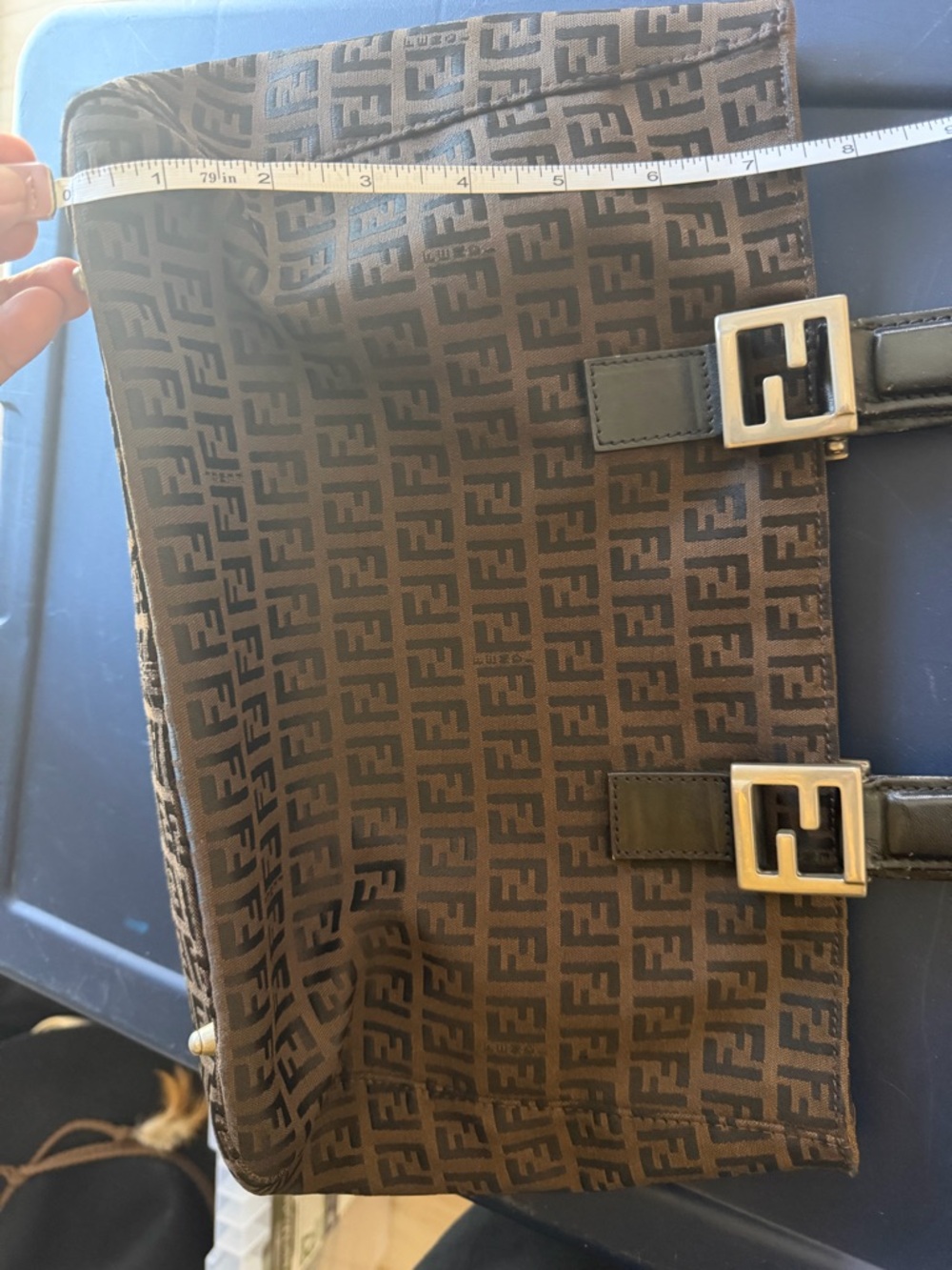 Fendi Brown Zucca Monogram Tote with Black Leather Handles - Picture 6 of 6